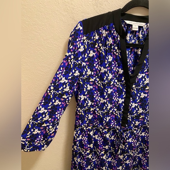 Diane Von Furstenberg Silk Animal Print Multicolor Mini Dress Size 6 - Picture 5 of 12